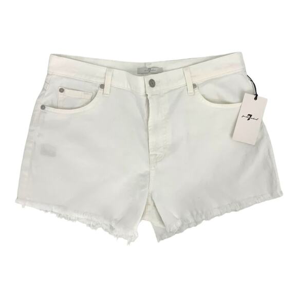 7 For All Mankind Cutoff Denim Shorts White Size 31 NWT $139 MSRP - Picture 2 of 7